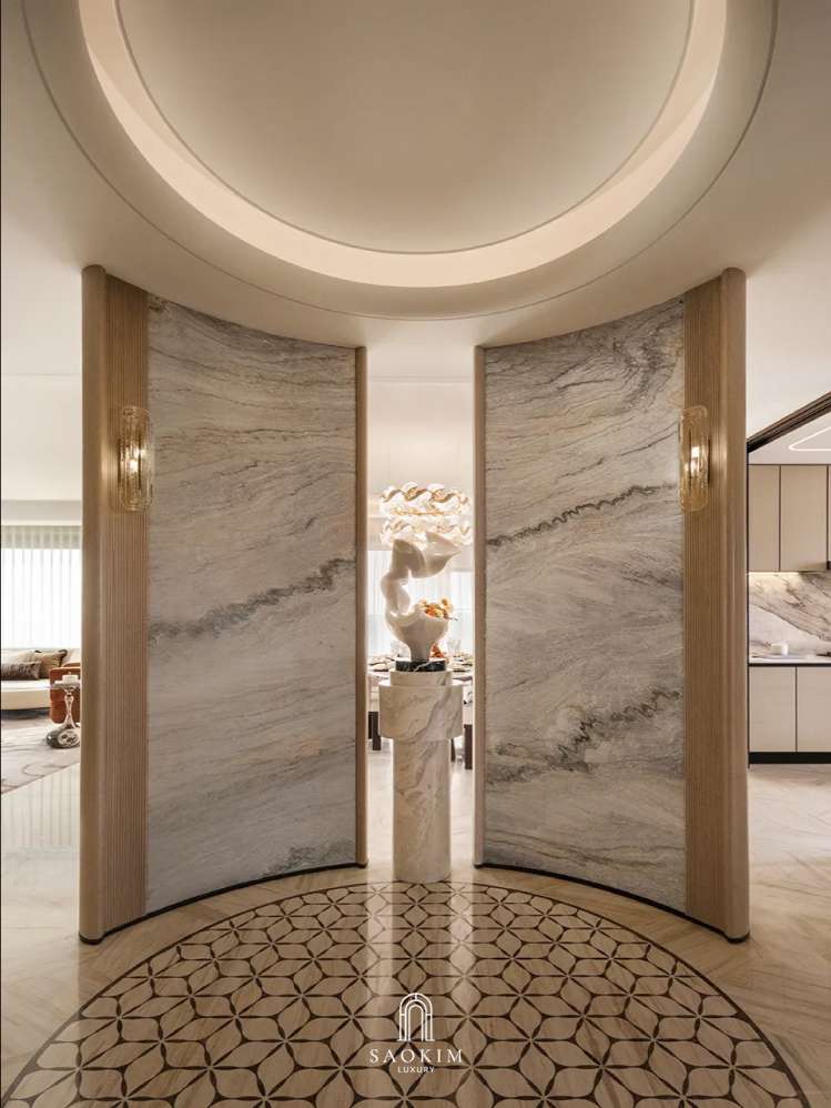 Thiết kế sảnh penthouse phong cách Contemporary art deco - Khi gu sống được kể bằng ngôn ngữ của chất liệu